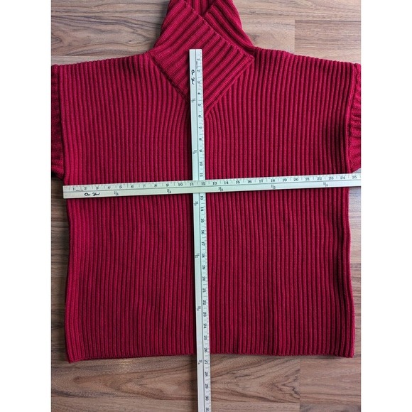 Bergdorf Goodman Sweater Women's M Red CHUNKY Wool Oversized Cable Knit B3 - Picture 10 of 11